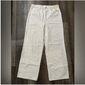 NWT Blank NYC Women’s Ribbed Ivory High Rise Wide Leg Denim Pants Size 32